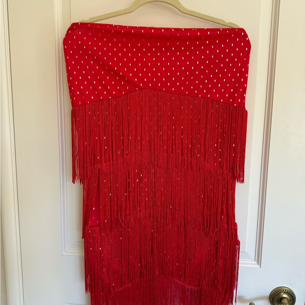 Elegant Red Fringe Skirt